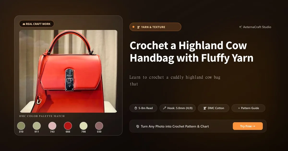 Crochet a Highland Cow Handbag with Fluffy Yarn