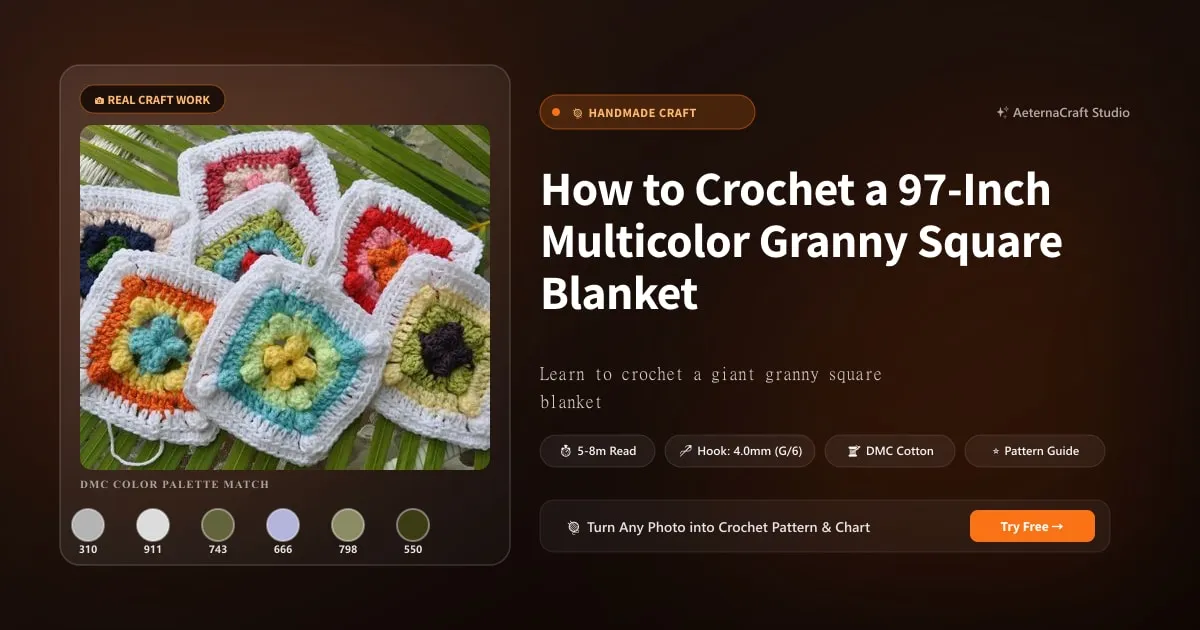 How to Crochet a 97-Inch Multicolor Granny Square Blanket