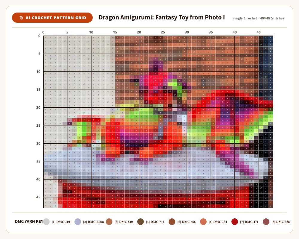 AI-generated crochet pattern grid