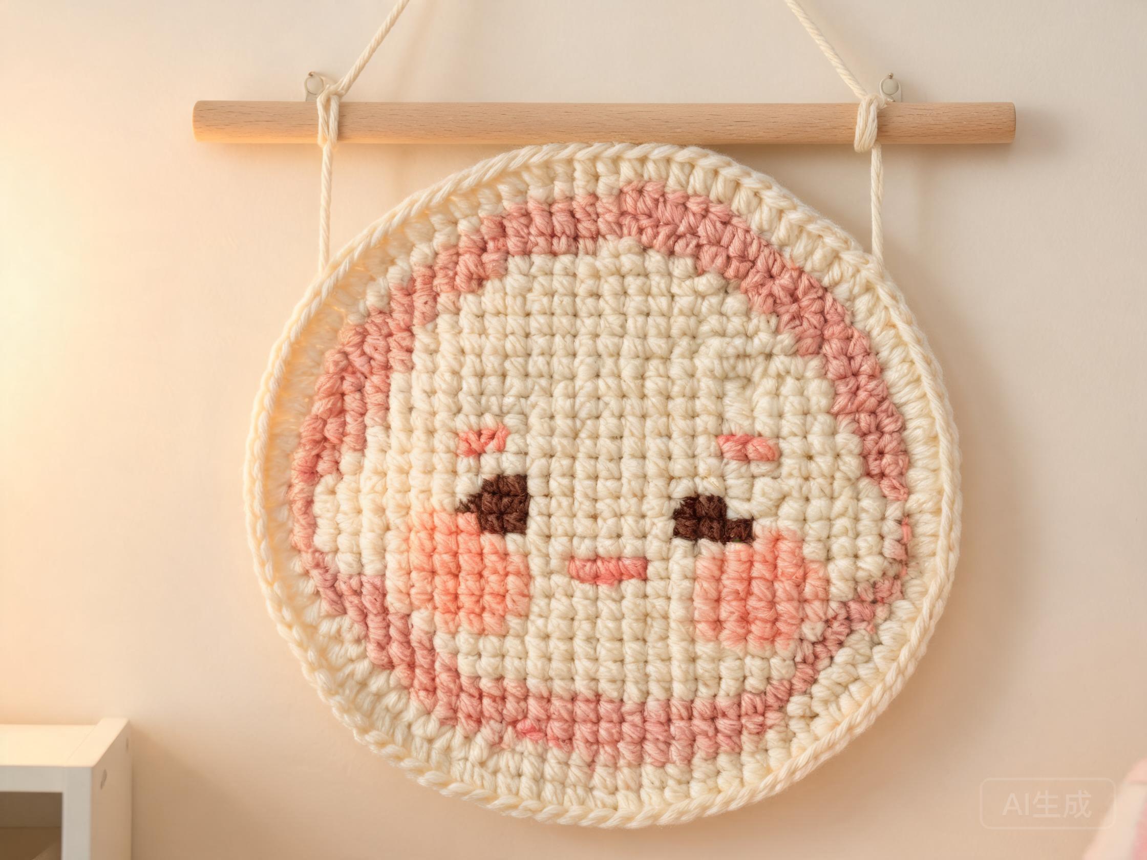 Finished crochet piece from a baby portrait photo