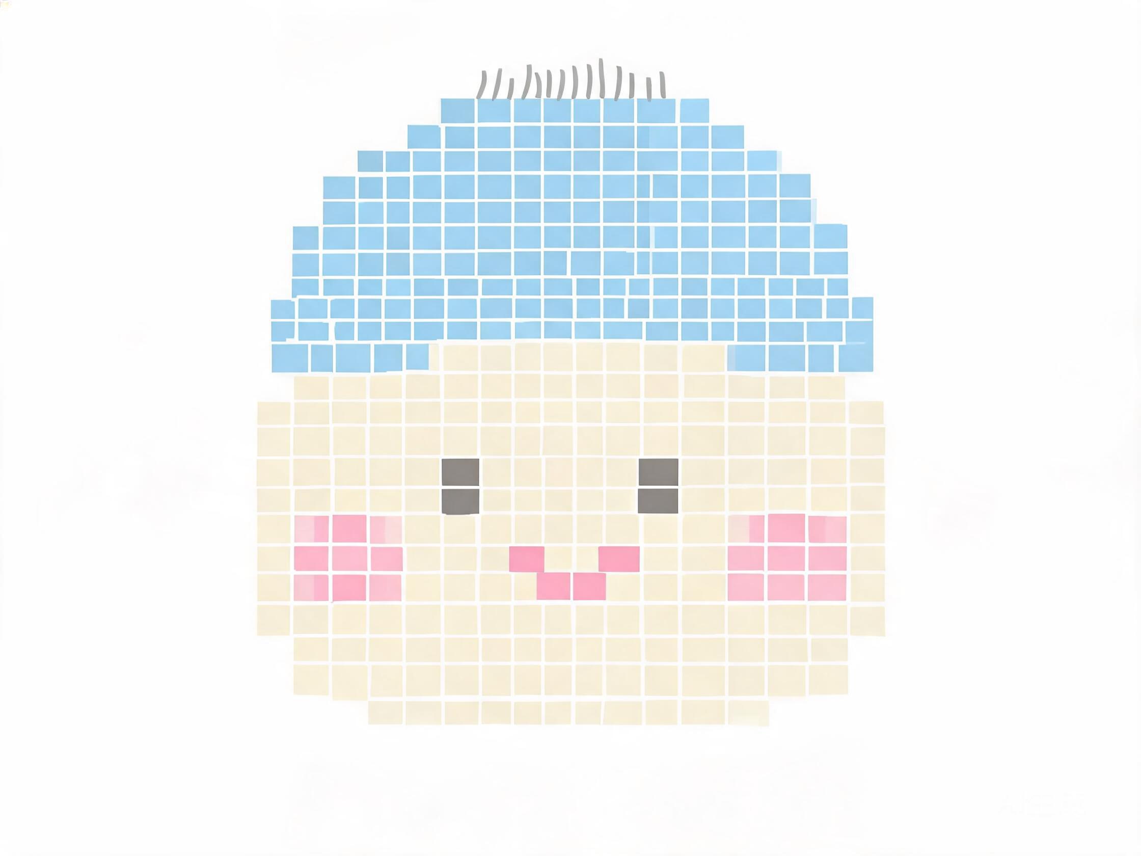 AI-generated baby portrait crochet pattern grid