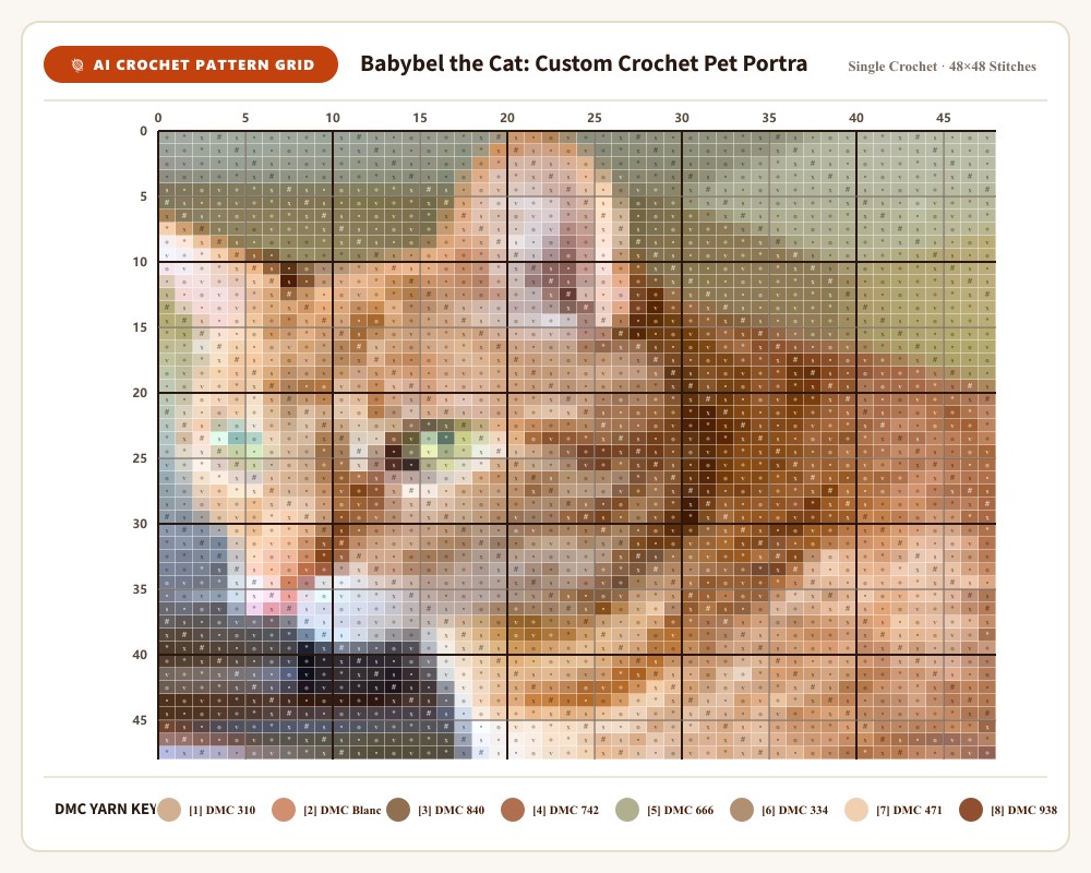 AI-generated crochet pattern grid