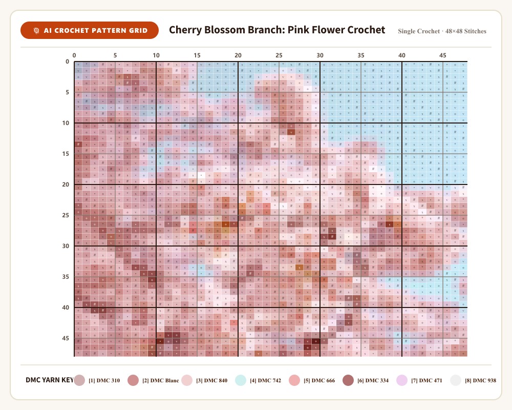 AI-generated crochet pattern grid