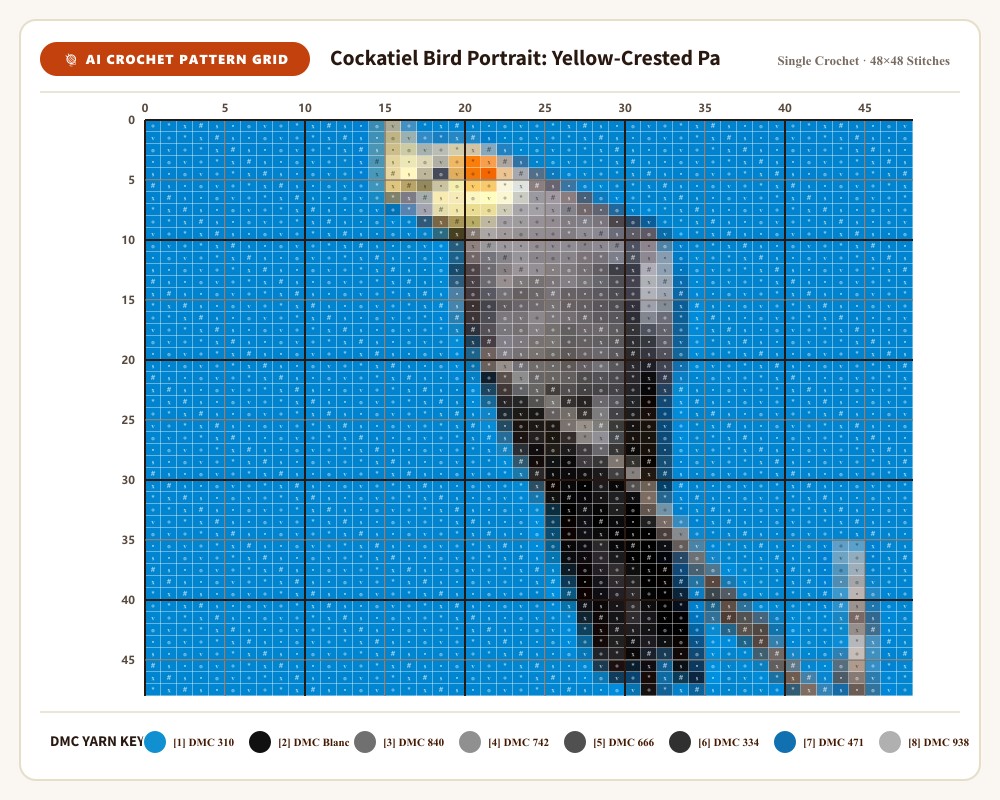 AI-generated crochet pattern grid