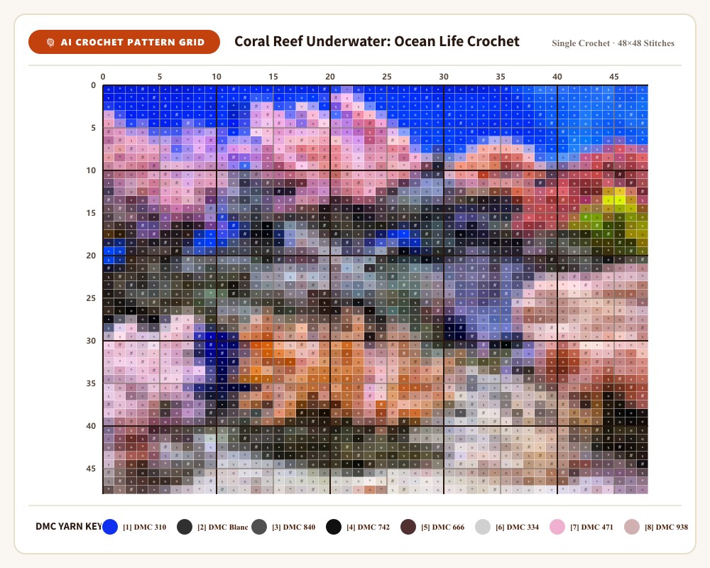 AI-generated crochet pattern grid