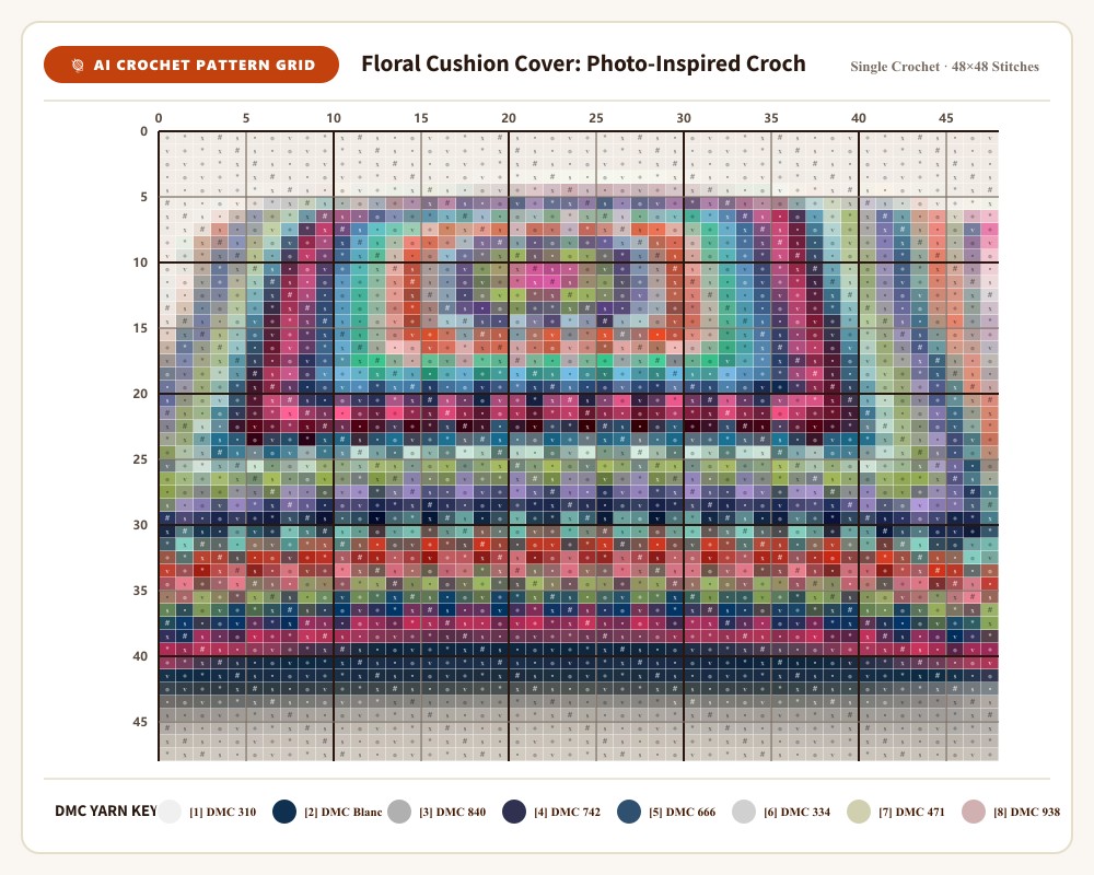 AI-generated crochet pattern grid