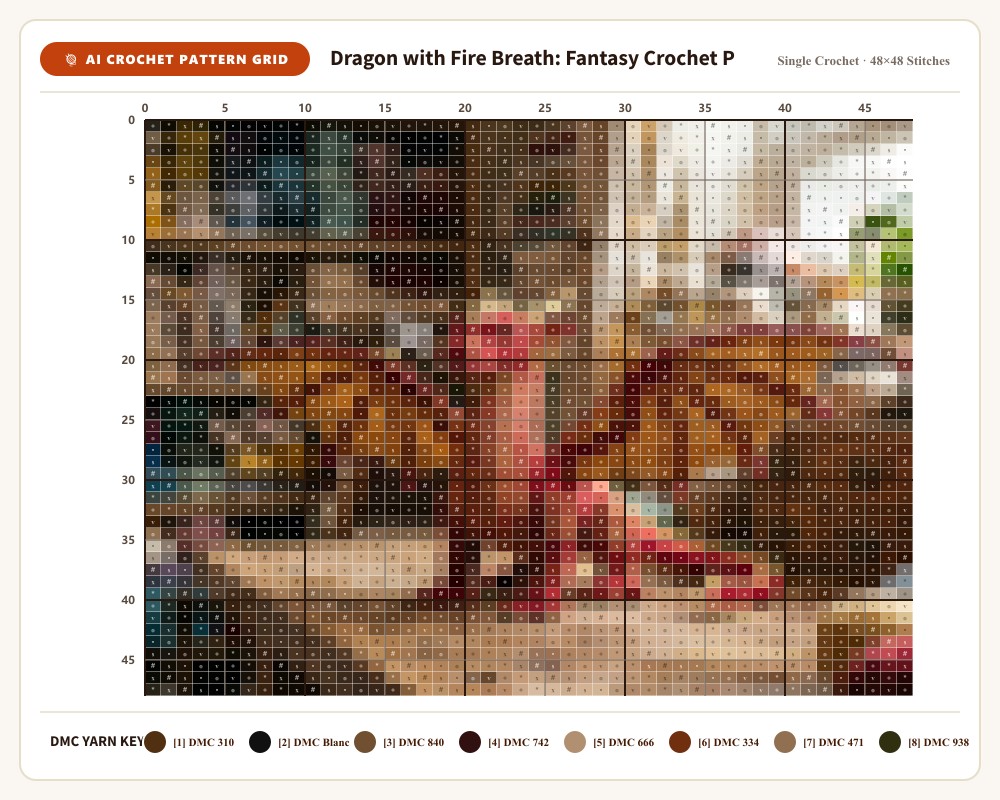 AI-generated crochet pattern grid