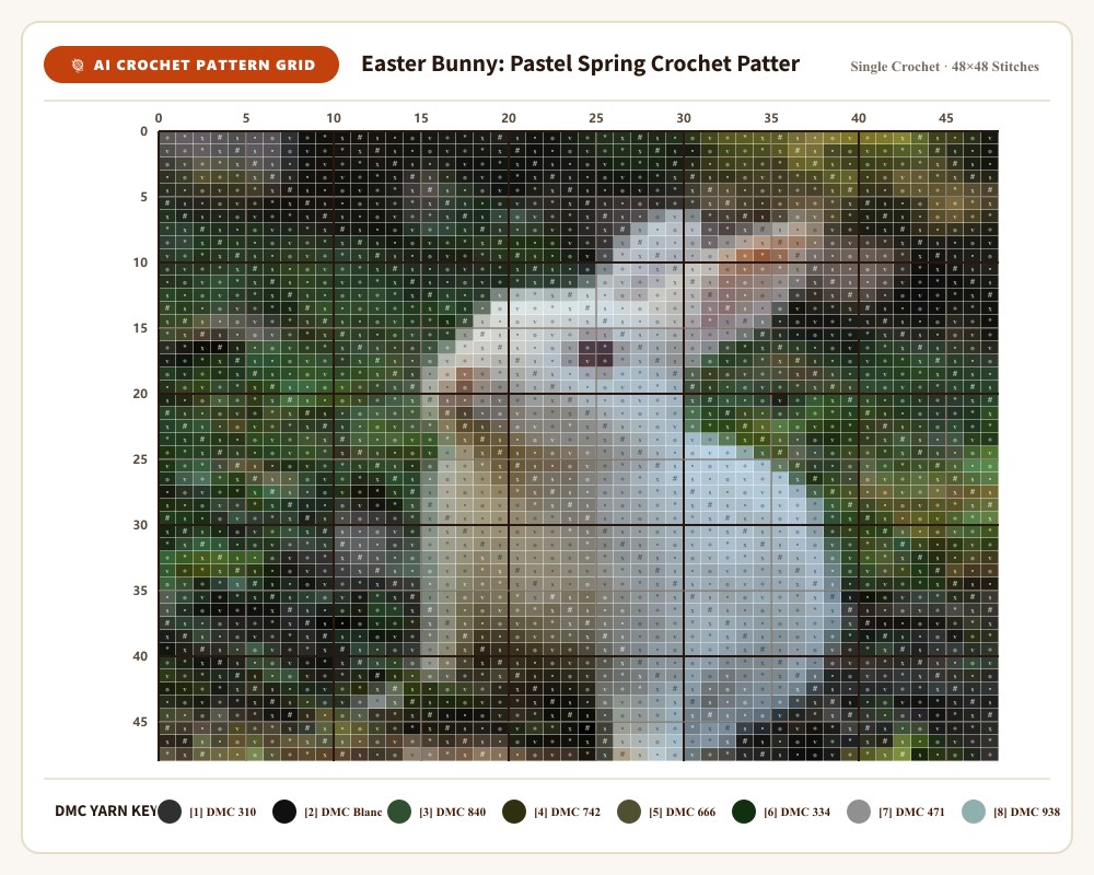 AI-generated crochet pattern grid