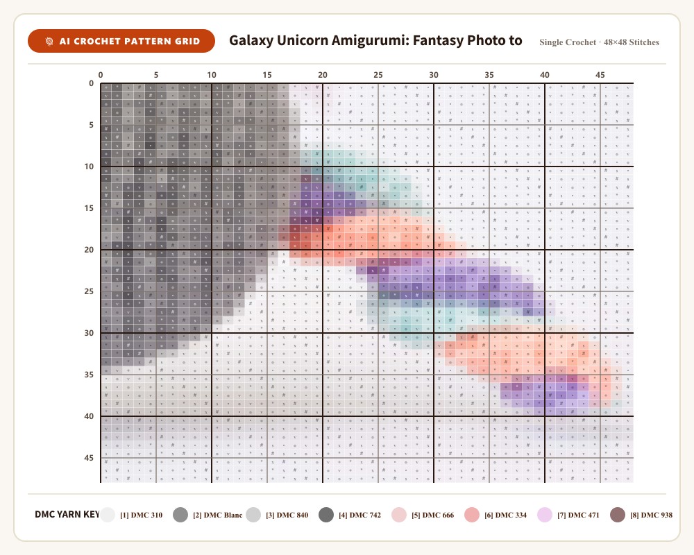 AI-generated crochet pattern grid