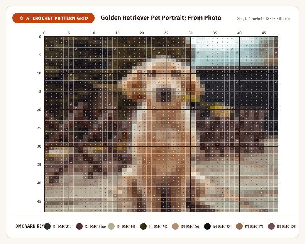 AI-generated crochet pattern grid