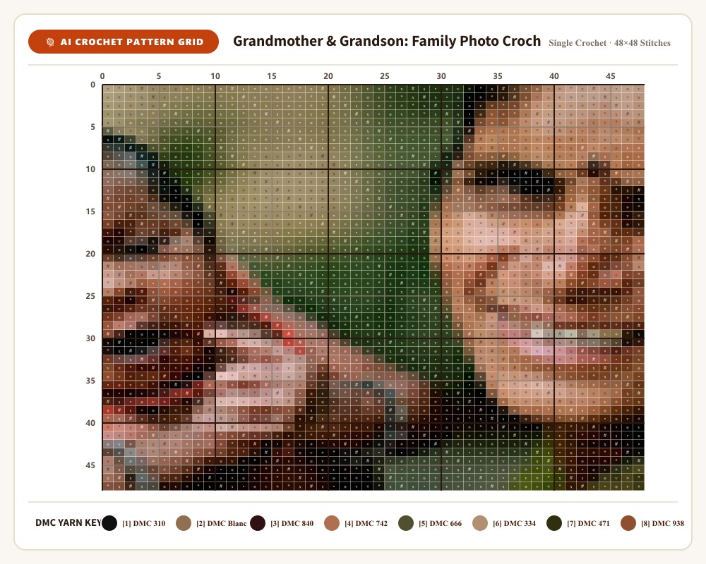 AI-generated crochet pattern grid