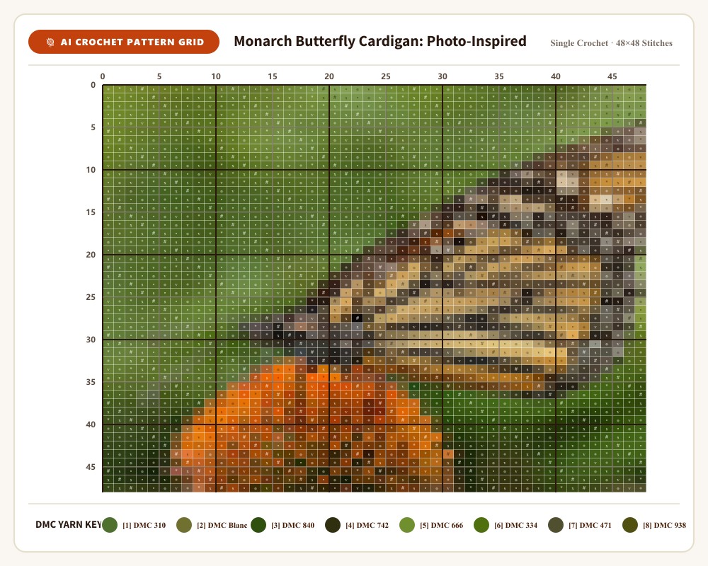 AI-generated crochet pattern grid