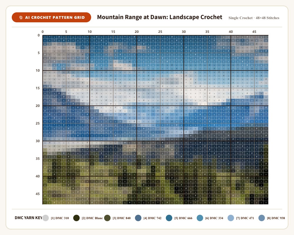 AI-generated crochet pattern grid