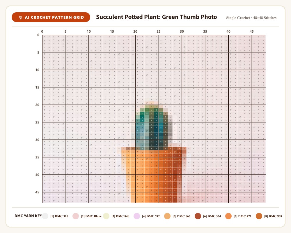 AI-generated crochet pattern grid