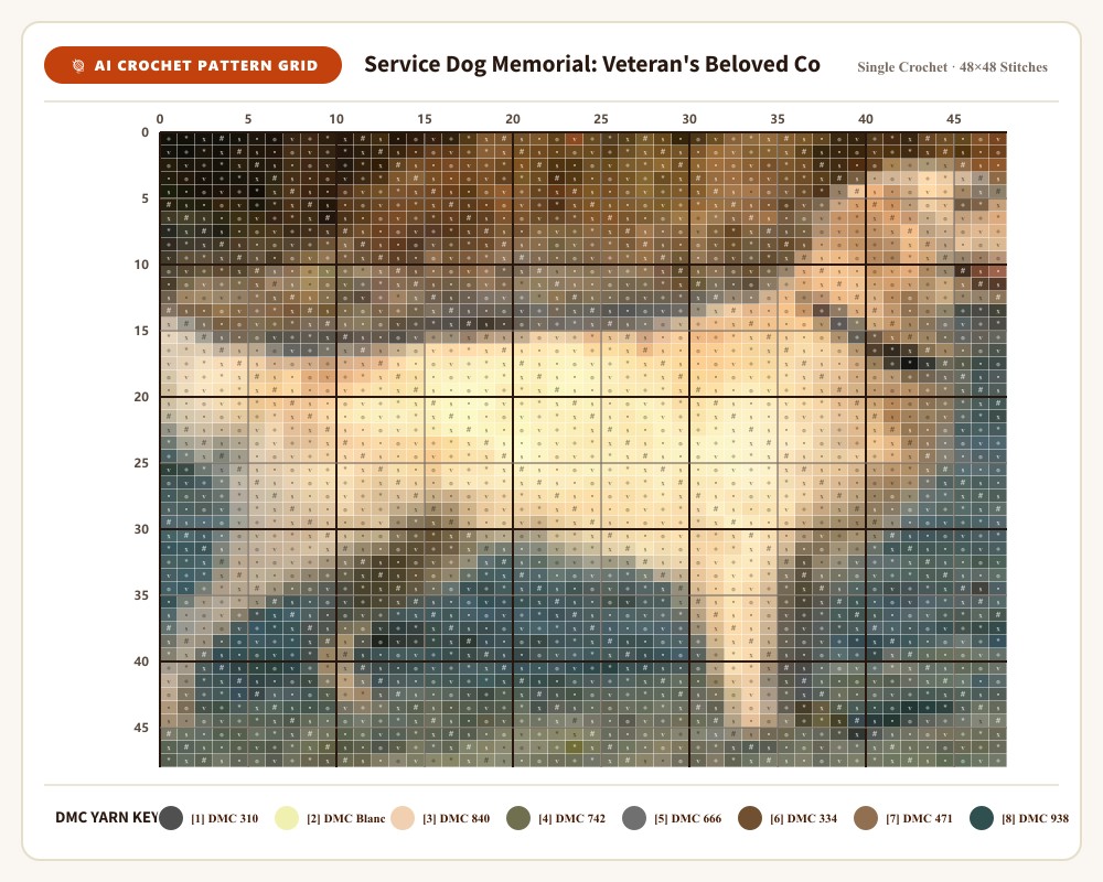 AI-generated crochet pattern grid