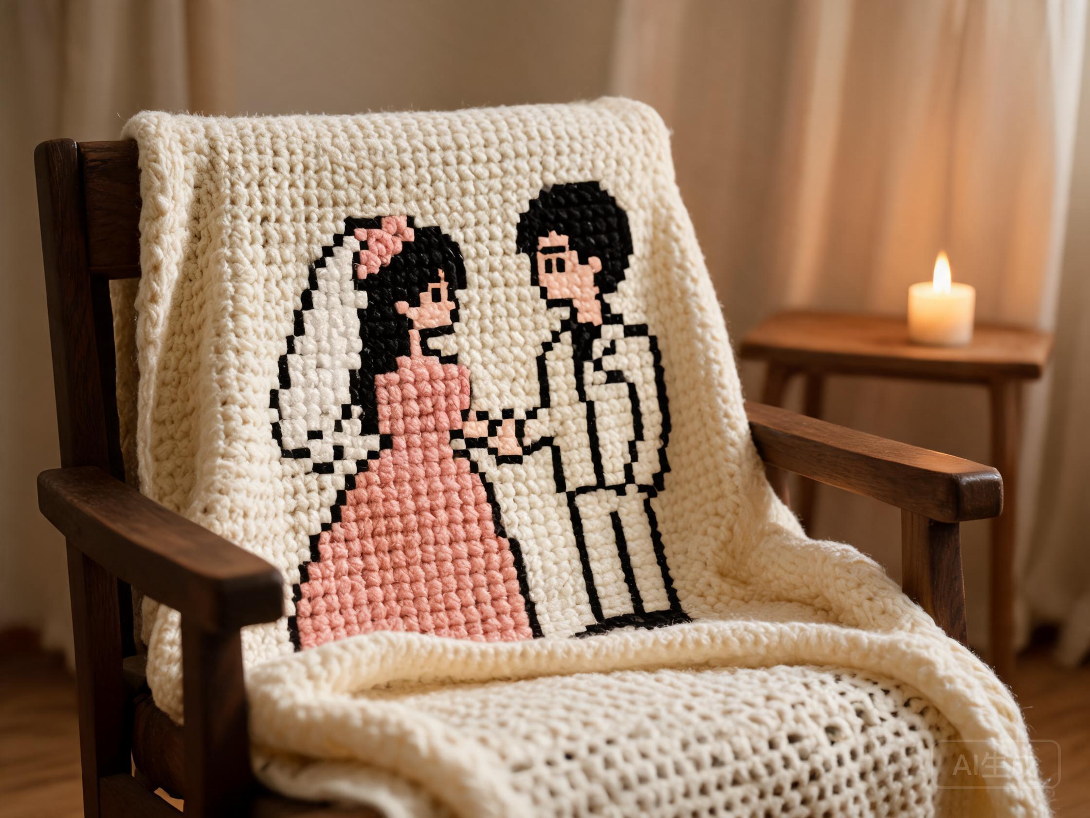 Finished crochet piece from a wedding keepsake photo